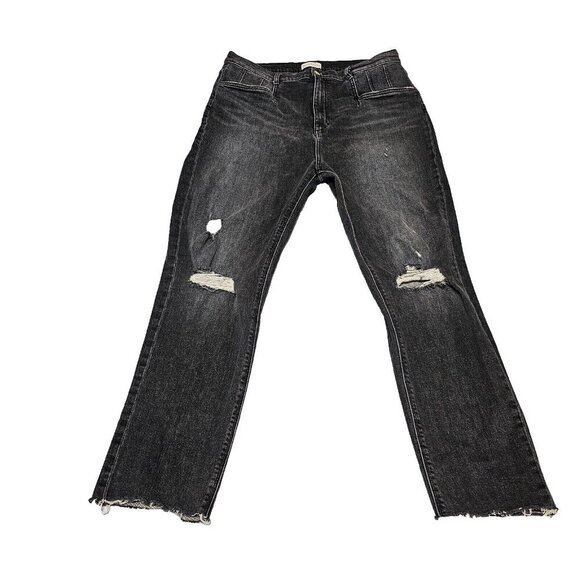 Favorite Daughter Jordie Charcoal Gray Distressed Jeans Size 34 Stretch Cotton - Picture 2 of 16